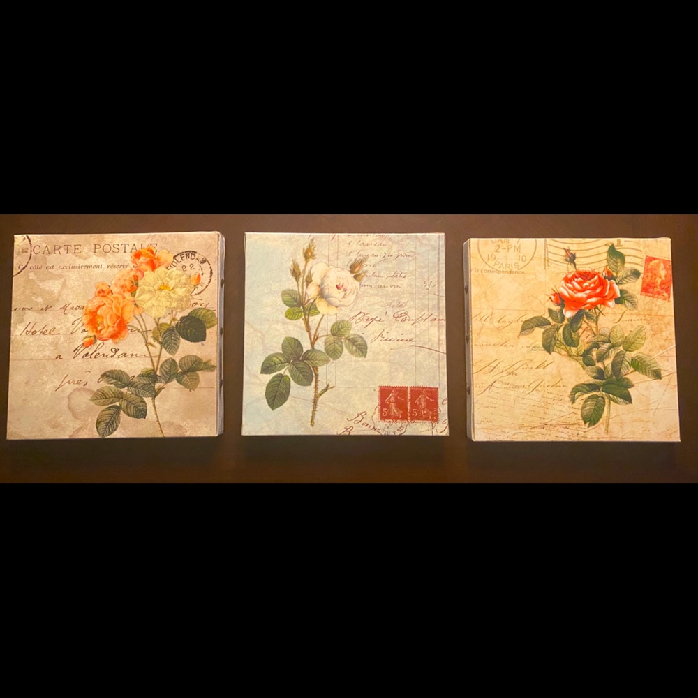 Set of 3 floral wall art